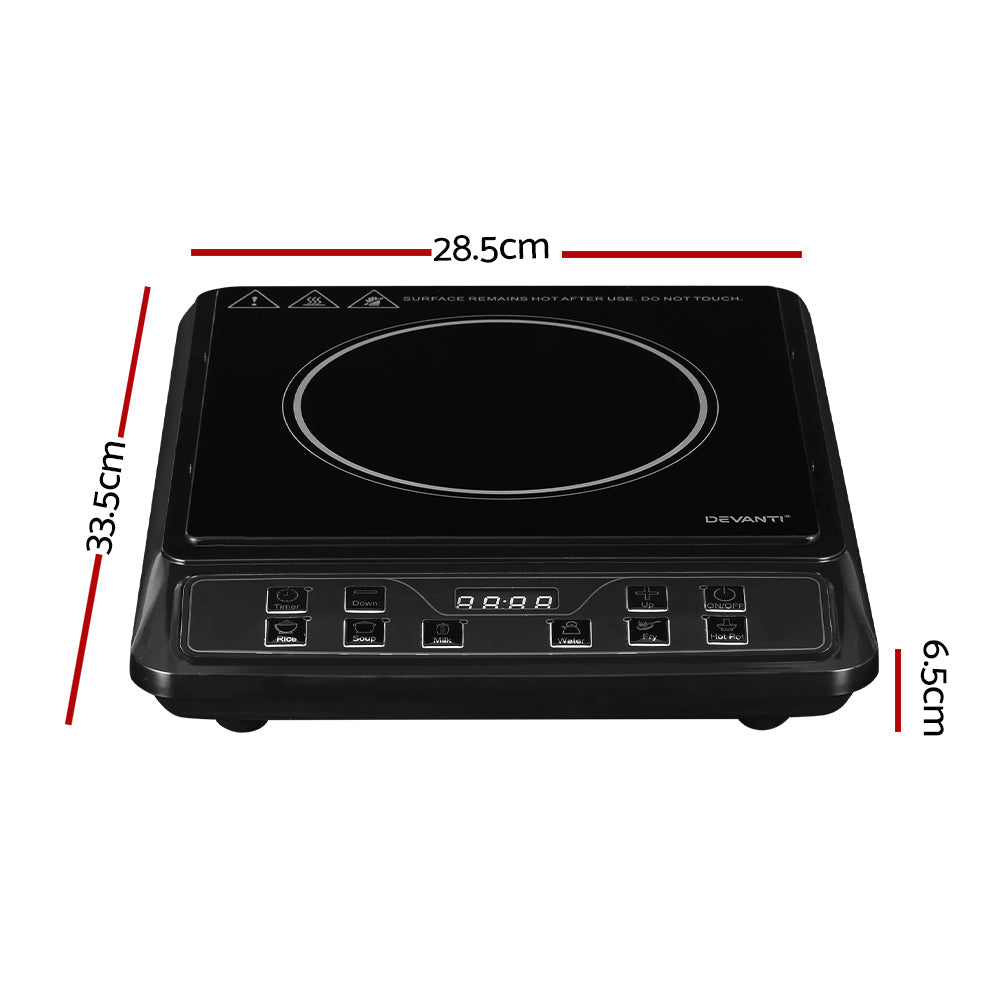 Devanti Electric Induction Cooktop Portable Cook Top Ceramic Kitchen Hot Plate Devanti