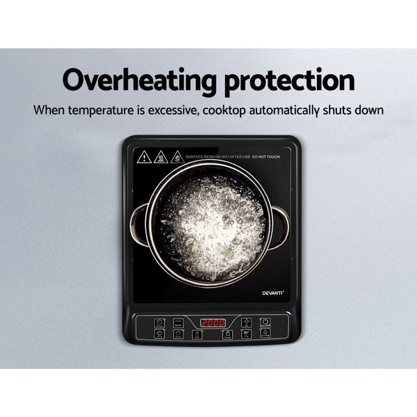 Devanti Electric Induction Cooktop Portable Cook Top Ceramic Kitchen Hot Plate Devanti