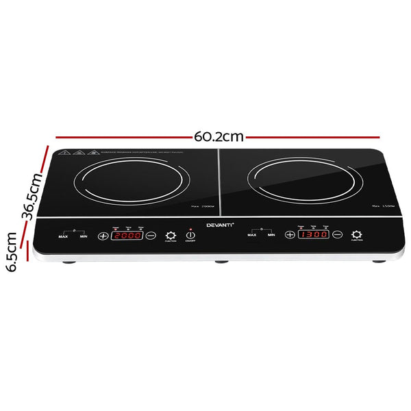 Devanti Electric Induction Cooktop 60cm Portable Kitchen Ceramic Glass Cooker Devanti