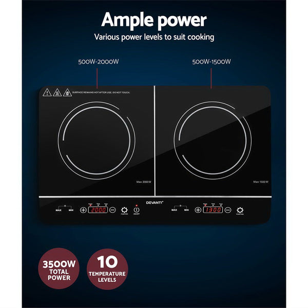Devanti Electric Induction Cooktop 60cm Portable Kitchen Ceramic Glass Cooker Devanti