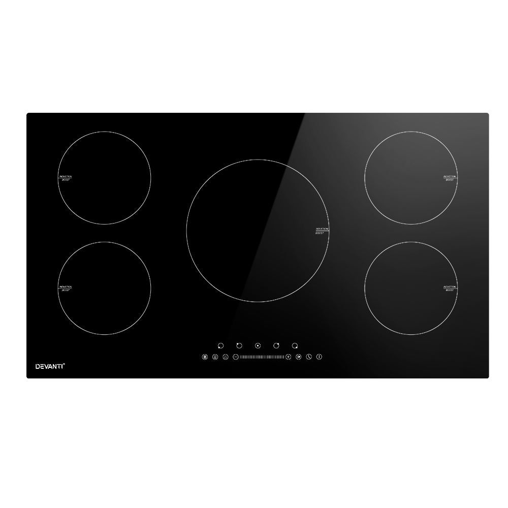 Devanti Induction Cooktop 90cm Electric Cooker Ceramic 5 Zones Stove Hot Plate Devanti