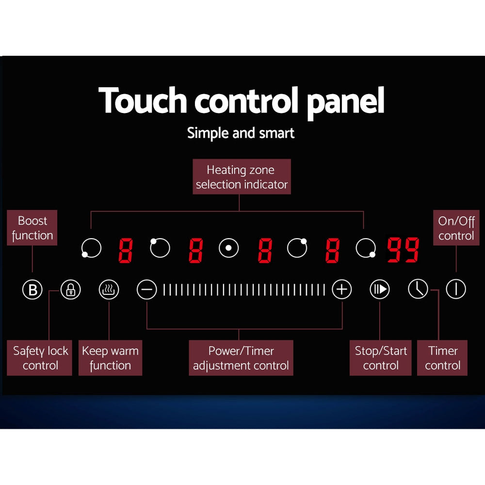 Devanti Induction Cooktop 90cm Electric Cooker Ceramic 5 Zones Stove Hot Plate Devanti