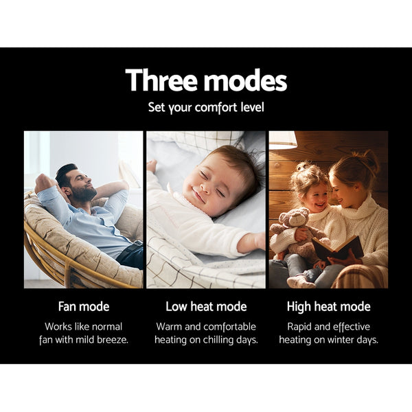 Devanti Electric Ceramic Tower Fan Heater Portable Oscillating Remote Control 2400W Black freeshipping - Awezingly