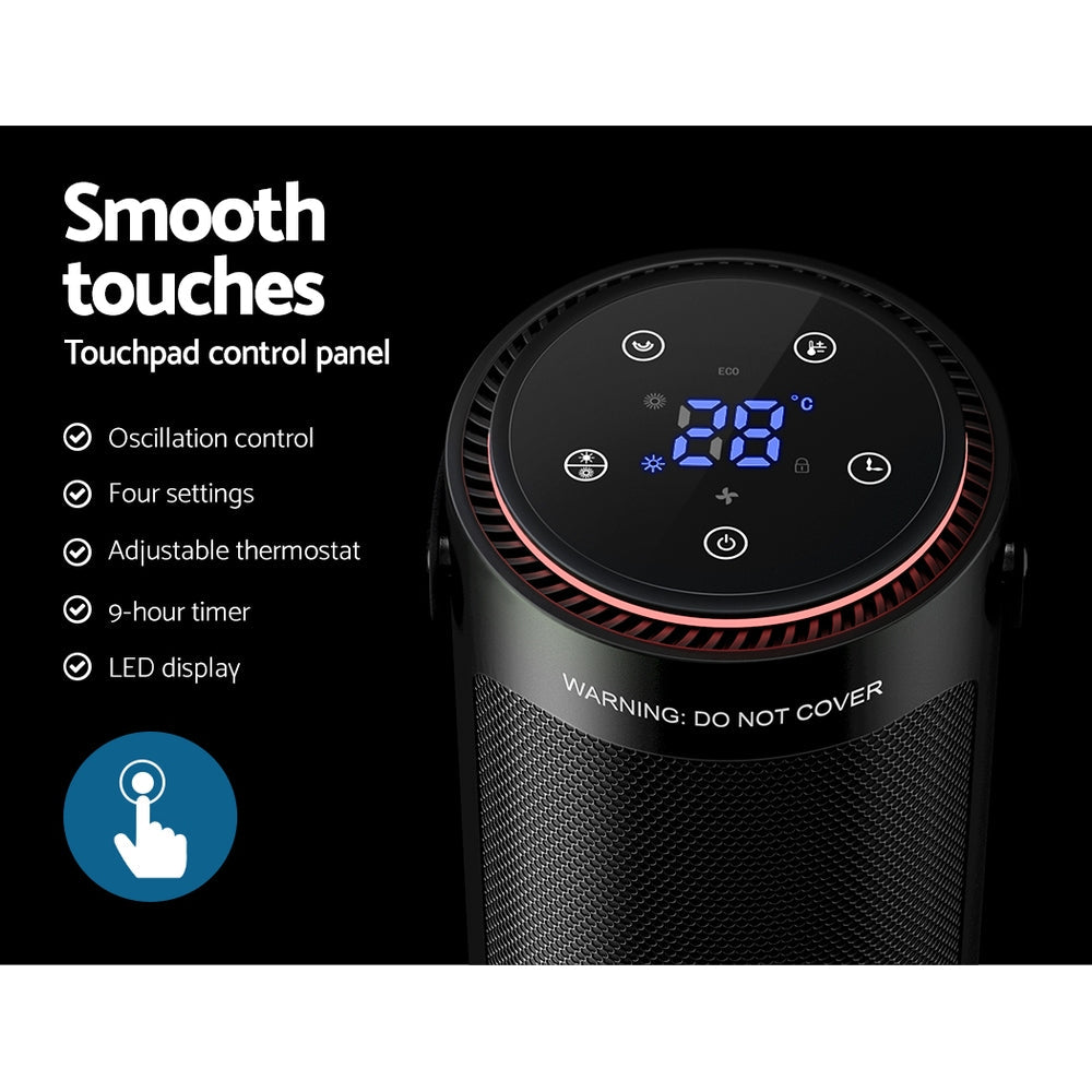 Devanti Ceramic Tower Heater Electric Portable Oscillating Remote Control 2000W Devanti