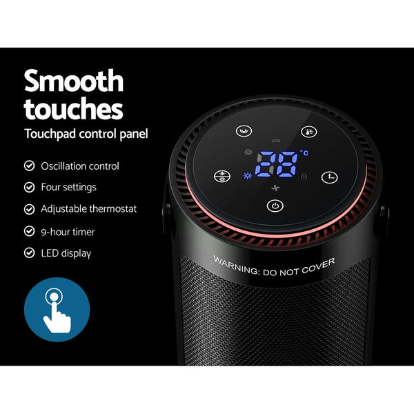 Devanti Ceramic Tower Heater Electric Portable Oscillating Remote Control 2000W Devanti