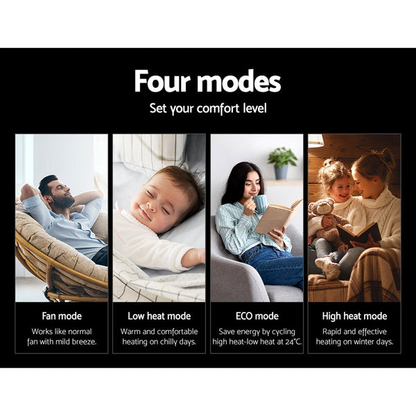 Devanti Ceramic Tower Heater Electric Portable Oscillating Remote Control 2000W Devanti