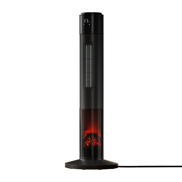 Devanti Electric Ceramic Tower Heater 3D Flame Oscillating Remote Control 2000W Devanti