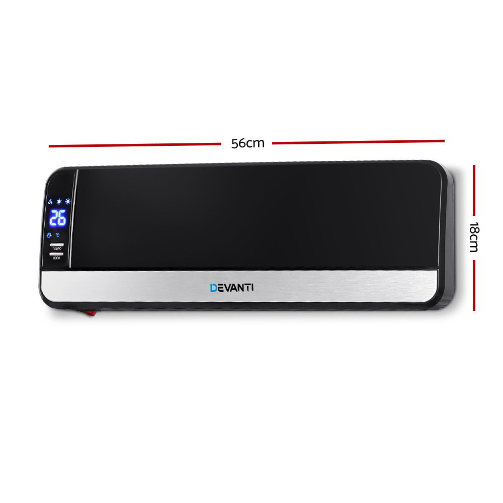 Devanti 2000W Wall Mounted Panel Heater - Black Devanti