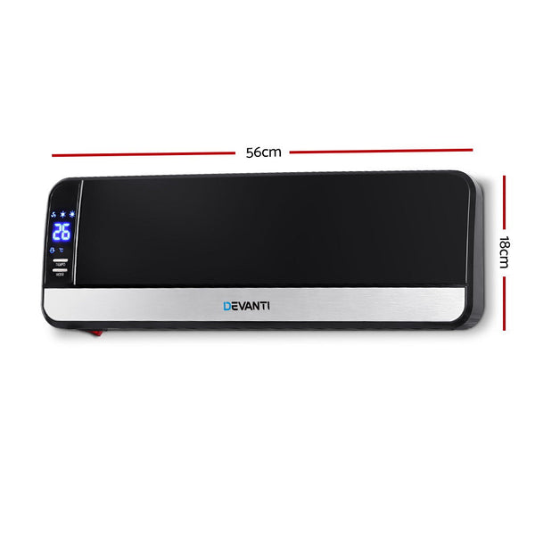 Devanti 2000W Wall Mounted Panel Heater - Black Devanti