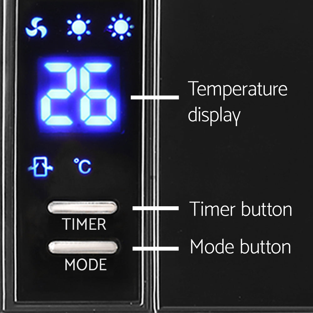 Devanti 2000W Wall Mounted Panel Heater - Black Devanti