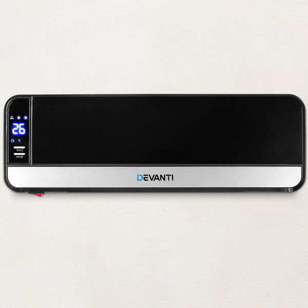 Devanti 2000W Wall Mounted Panel Heater - Black Devanti