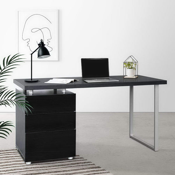 Artiss Metal Desk with 3 Drawers - Black freeshipping - Awezingly