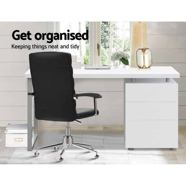 Artiss Metal Desk with 3 Drawers - White freeshipping - Awezingly