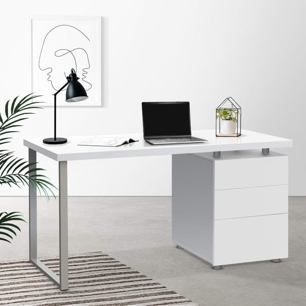 Artiss Metal Desk with 3 Drawers - White freeshipping - Awezingly