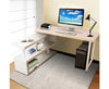 Artiss Rotary Corner Desk with Bookshelf - Brown & White
