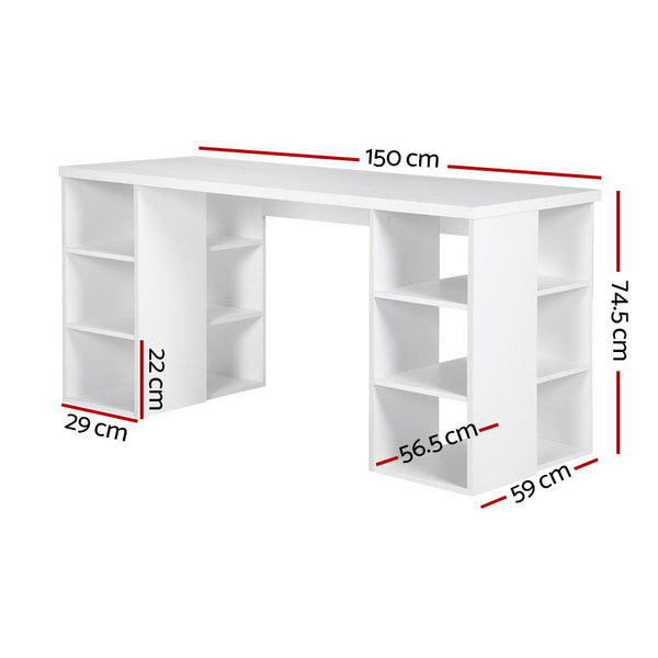 Artiss 3 Level Desk with Storage & Bookshelf - White Artiss
