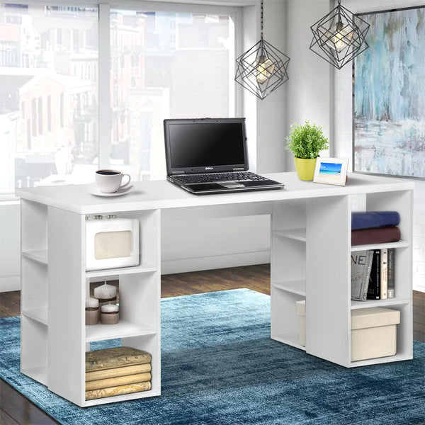 Artiss 3 Level Desk with Storage & Bookshelf - White Artiss