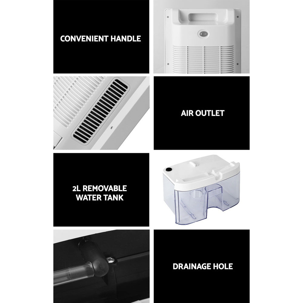 Devanti 2L Dehumidifier Air Purifier White Devanti