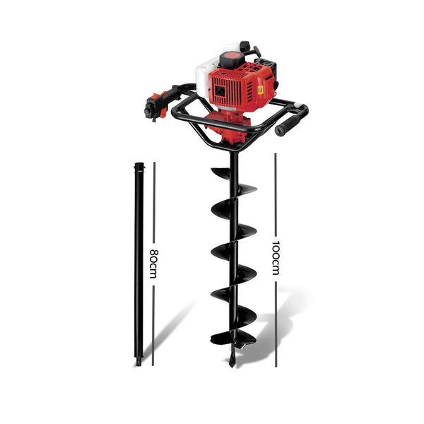 Giantz 92CC Petrol Post Hole Digger Drill Borer Fence Extension Auger Bits Giantz