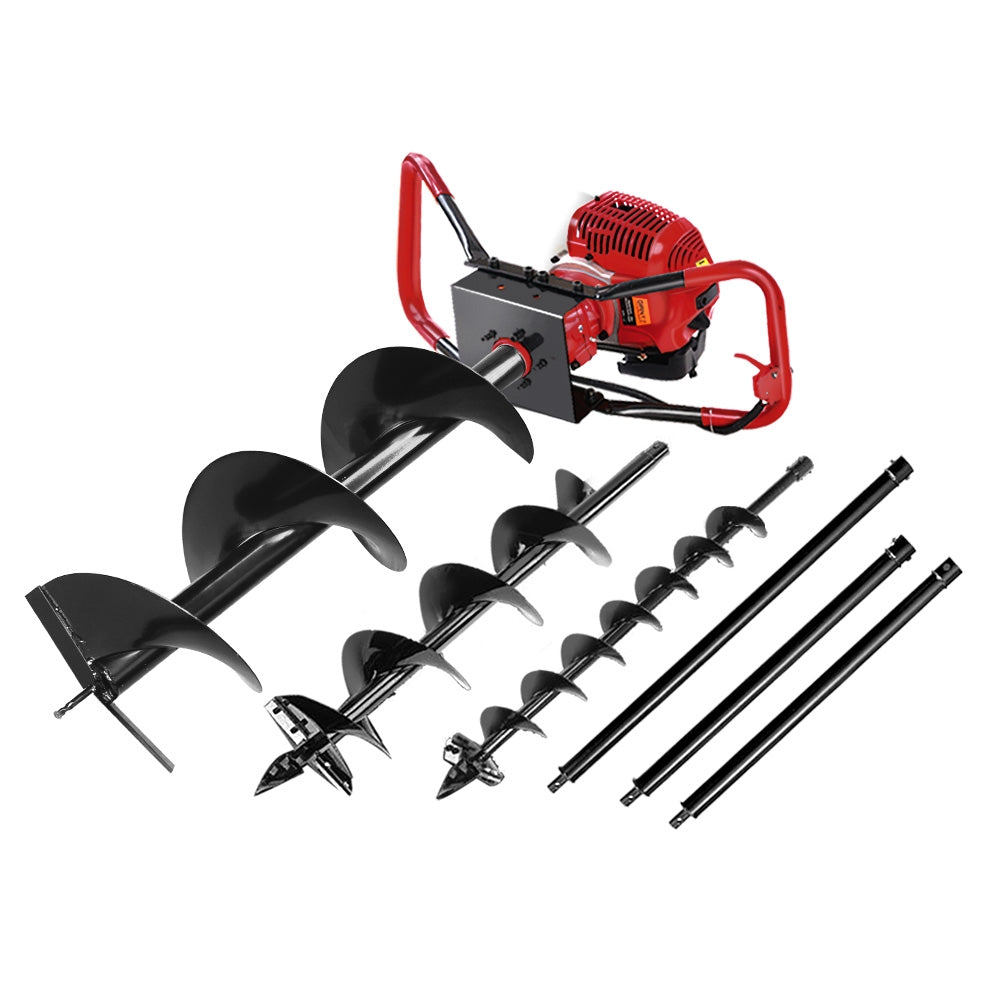 Giantz 80CC Petrol Post Hole Digger Drill Borer Fence Extension Auger Bits Giantz