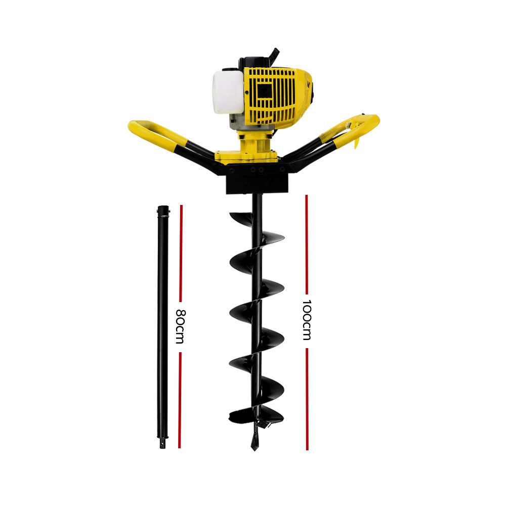 Giantz 80CC Petrol Post Hole Digger Auger Bits Drill Borer Fence Extension Giantz