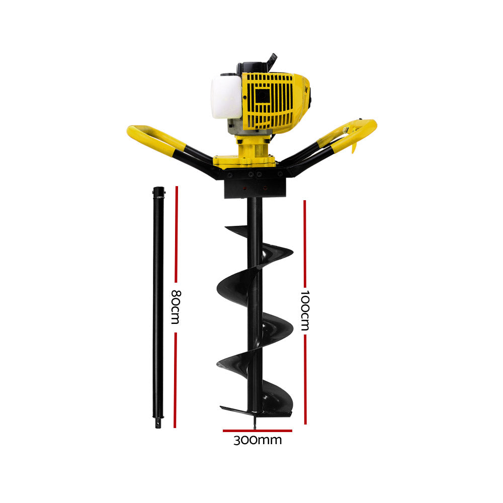 Giantz 80CC Petrol Post Hole Digger Drill Extension Auger Bits Borer Fence Giantz