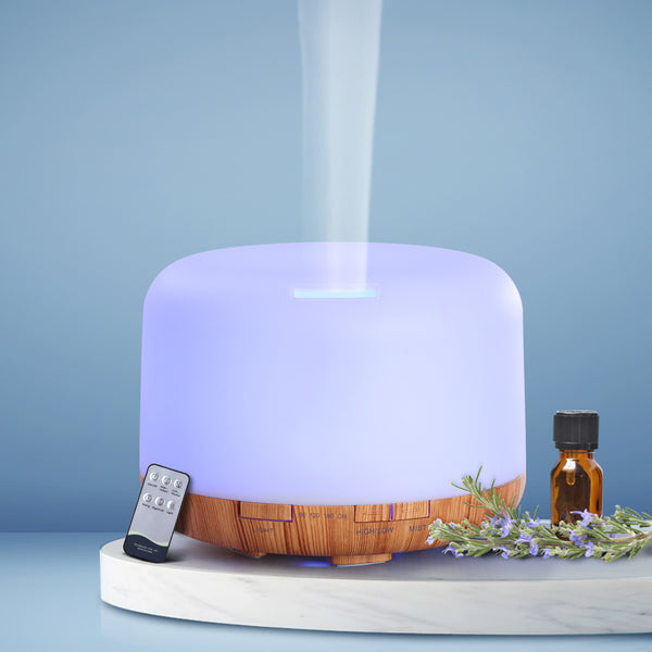 DEVANTI Aroma Diffuser Aromatherapy LED Night Light Wood Grain 500ml freeshipping - Awezingly