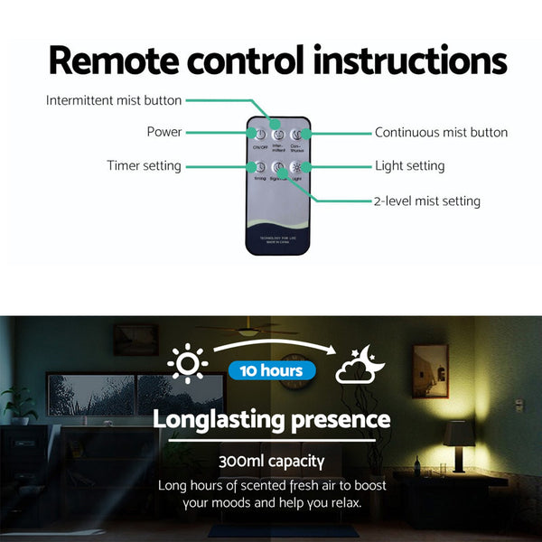 Devanti 300ml 4 in 1 Aroma Diffuser - Light Wood Devanti