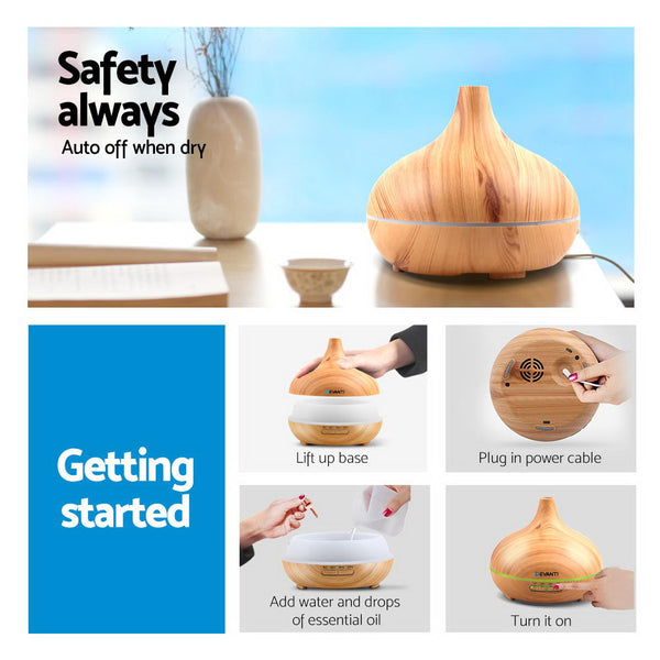 Devanti 300ml 4 in 1 Aroma Diffuser - Light Wood Devanti