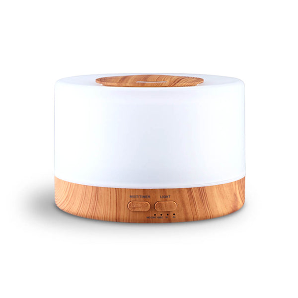 DEVANTI Aroma Diffuser Aromatherapy LED Night Light Air Humidifier Purifier Round Light Wood Grain 500ml Remote Control freeshipping - Awezingly