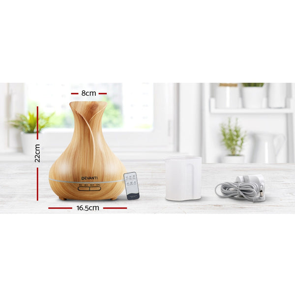 Devanti 400ml 4 in 1 Aroma Diffuser remote control - Light Wood freeshipping - Awezingly