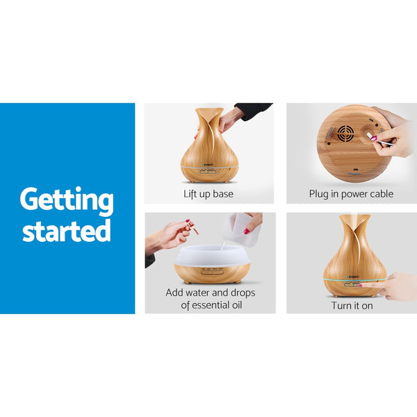 Devanti 400ml 4 in 1 Aroma Diffuser remote control - Light Wood freeshipping - Awezingly