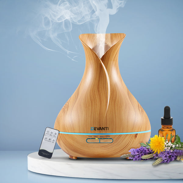 Devanti 400ml 4 in 1 Aroma Diffuser remote control - Light Wood freeshipping - Awezingly