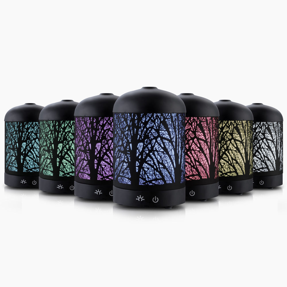 DEVANTI Aroma Diffuser Aromatherapy LED Night Light Iron Air Humidifier Black Forrest Pattern 100ml freeshipping - Awezingly