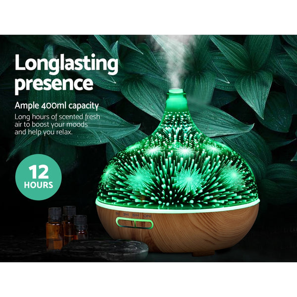 DEVANTI Aroma Aromatherapy Diffuser 3D LED Night Light Firework Air Humidifier Purifier 400ml Remote Control freeshipping - Awezingly
