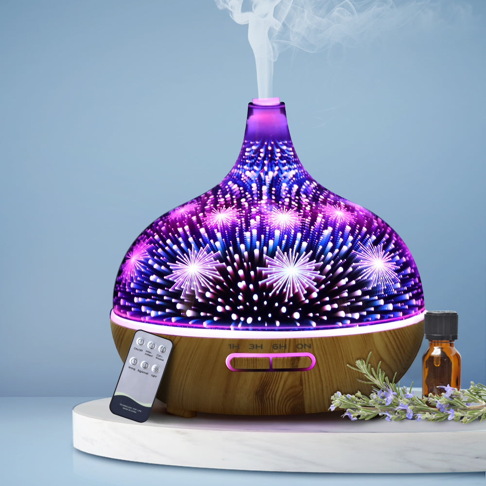 DEVANTI Aroma Aromatherapy Diffuser 3D LED Night Light Firework Air Humidifier Purifier 400ml Remote Control freeshipping - Awezingly