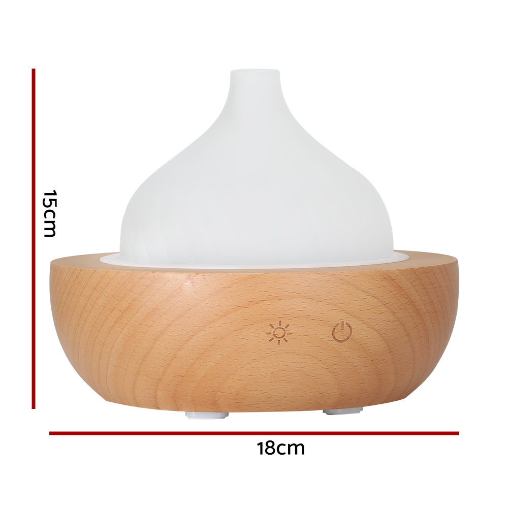 Devanti Aroma Aromatherapy Diffuser LED Oil Ultrasonic Air Humidifier Glass Wood Devanti