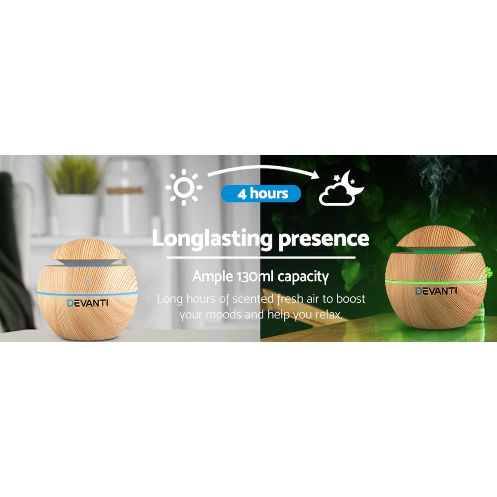Devanti Aromatherapy Diffuser Aroma Essential Oils Air Humidifier LED Light 130ml freeshipping - Awezingly