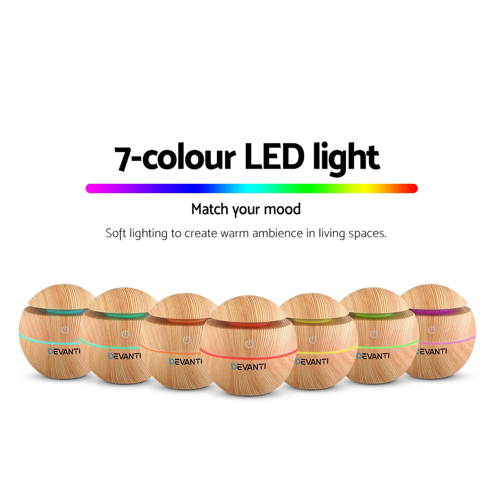Devanti Aromatherapy Diffuser Aroma Essential Oils Air Humidifier LED Light 130ml freeshipping - Awezingly