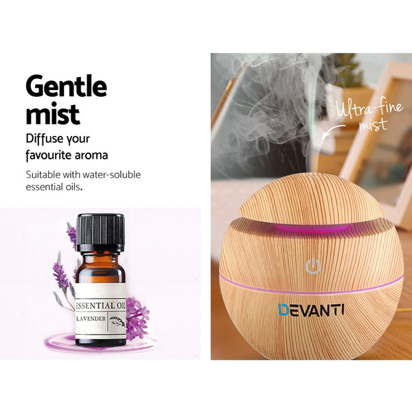 Devanti Aromatherapy Diffuser Aroma Essential Oils Air Humidifier LED Light 130ml freeshipping - Awezingly
