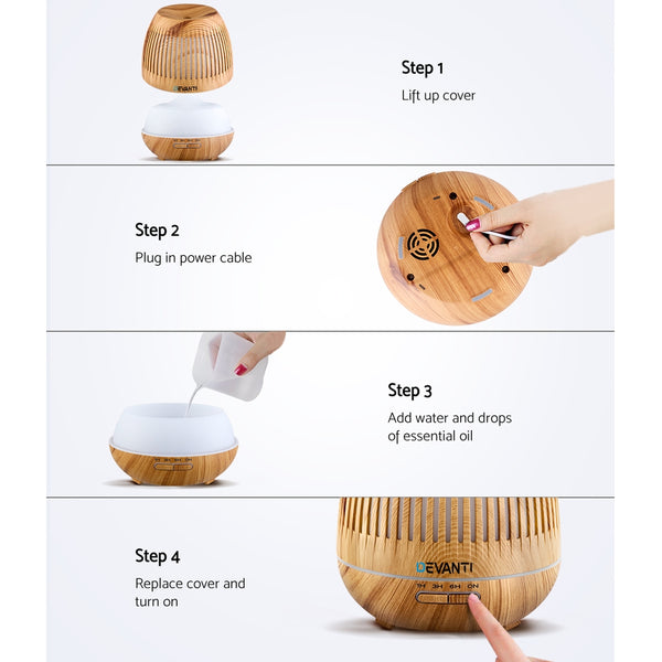 Devanti Aromatherapy Diffuser Aroma Essential Oils Air Humidifier LED Light 400ml freeshipping - Awezingly