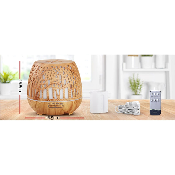 Devanti Aroma Diffuser Aromatherapy Humidifier Essential Oil Ultrasonic Cool Mist Wood Grain Remote Control 400ml freeshipping - Awezingly