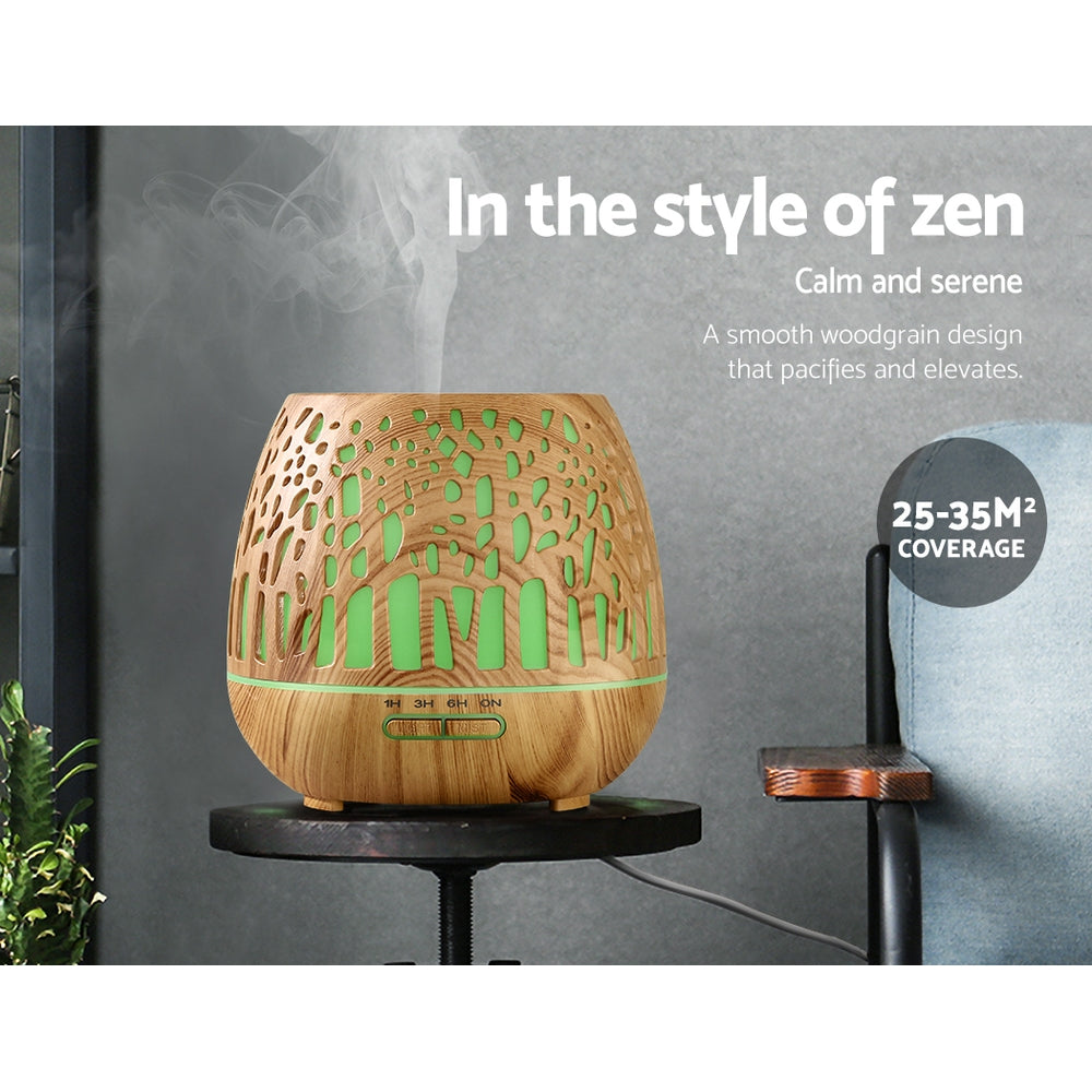 Devanti Aroma Diffuser Aromatherapy Humidifier Essential Oil Ultrasonic Cool Mist Wood Grain Remote Control 400ml freeshipping - Awezingly