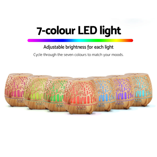 Devanti Aroma Diffuser Aromatherapy Humidifier Essential Oil Ultrasonic Cool Mist Wood Grain Remote Control 400ml freeshipping - Awezingly