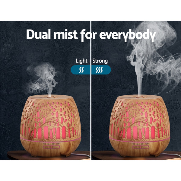 Devanti Aroma Diffuser Aromatherapy Humidifier Essential Oil Ultrasonic Cool Mist Wood Grain Remote Control 400ml freeshipping - Awezingly
