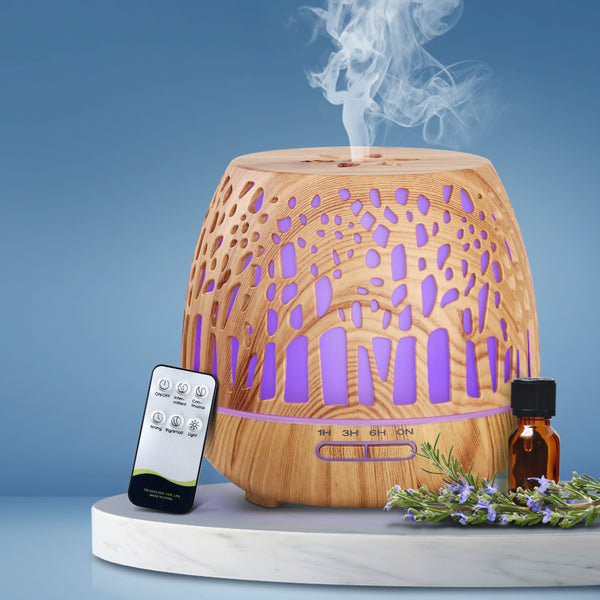 Devanti Aroma Diffuser Aromatherapy Humidifier Essential Oil Ultrasonic Cool Mist Wood Grain Remote Control 400ml freeshipping - Awezingly