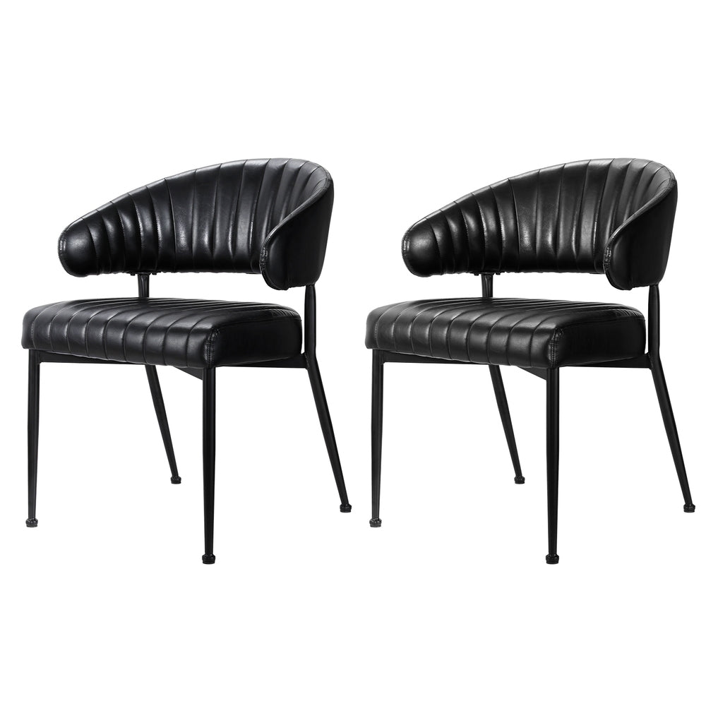 Artiss Dining Chairs Black PU Leather Yolanda Artiss