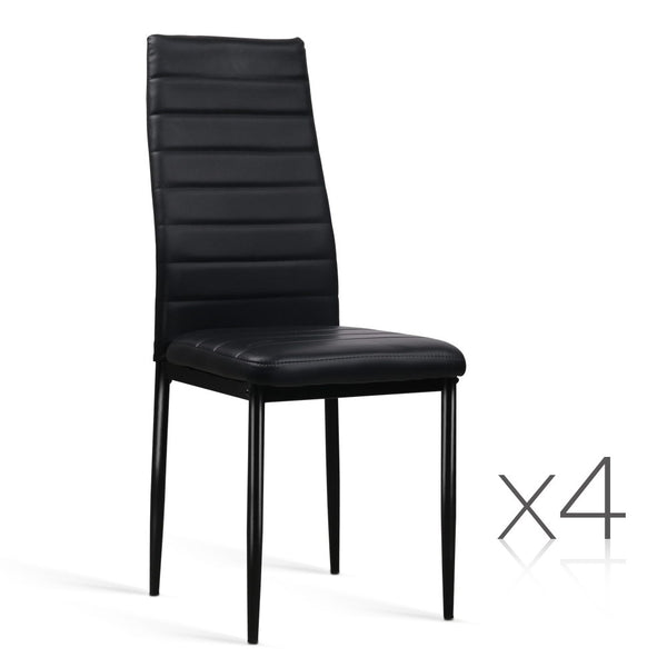 Artiss Set of 4 Dining Chairs PVC Leather - Black freeshipping - Awezingly