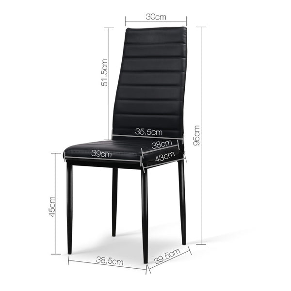 Artiss Set of 4 Dining Chairs PVC Leather - Black freeshipping - Awezingly