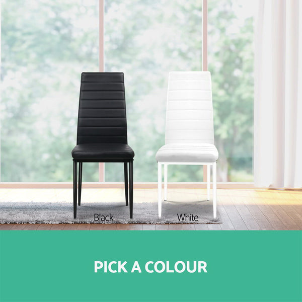 Artiss Set of 4 Dining Chairs PVC Leather - Black freeshipping - Awezingly